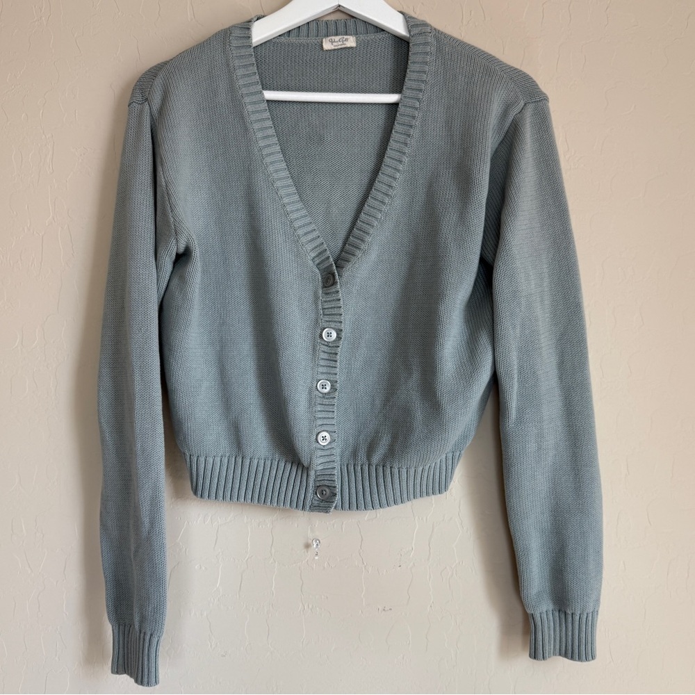 Brandy Melville Sage Green Cropped Button Cardigan